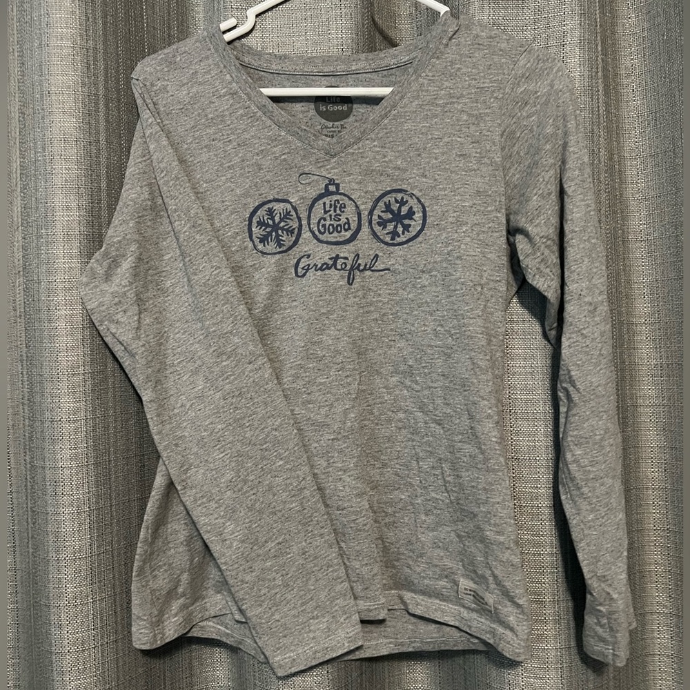 Life Is Good V Neck Grateful Long Sleeve
